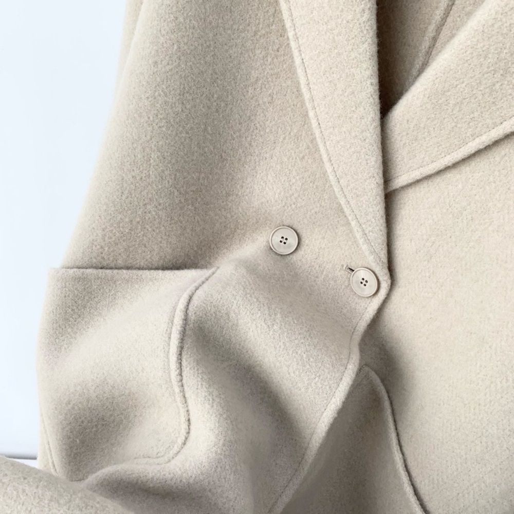 ⛄️CLAUDIE PIERLOT double-breasted patch pocket long wool blend coat NWOT - Picture 9 of 15